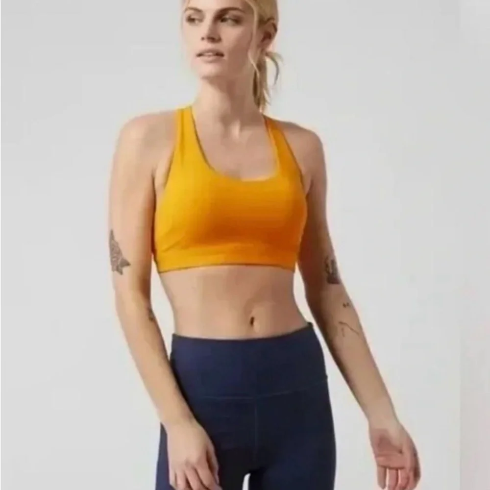 Athleta Ultimate Vibrant Yellow/Orange Sports Bra XL - Picture 1 of 12